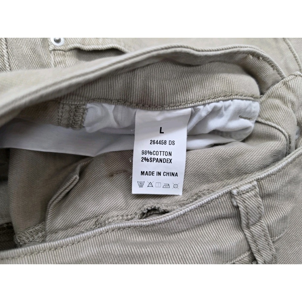 Flamingals Womens Tan Barrel Leg Wide Leg Faded Wash Cotton Stretch Large - Picture 5 of 9
